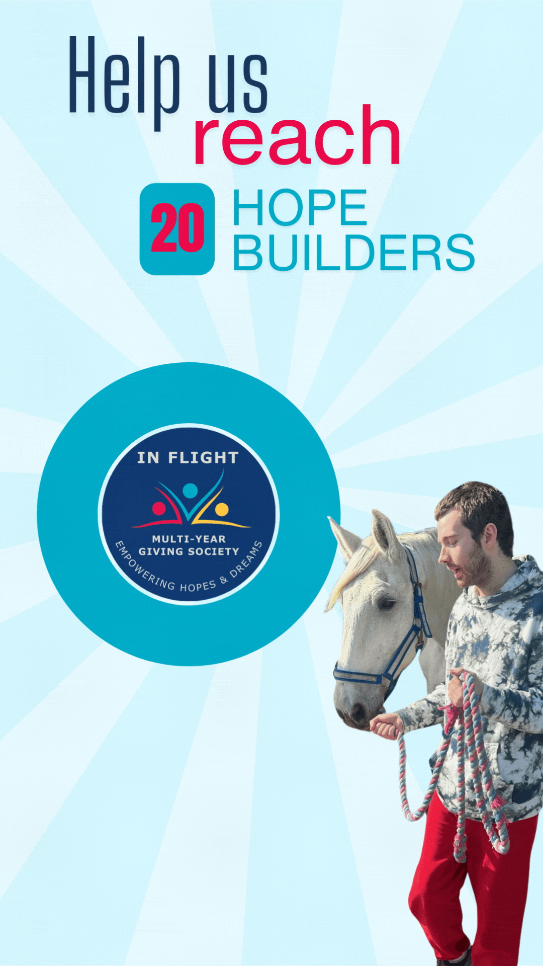 Man with a white horse near a circular infographic about in-flight Wi-Fi.