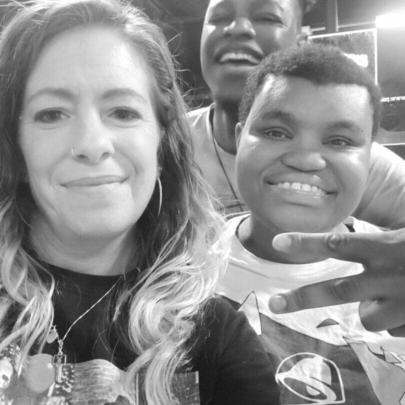 Jill Scutt alongside two of In Flight's Individuals